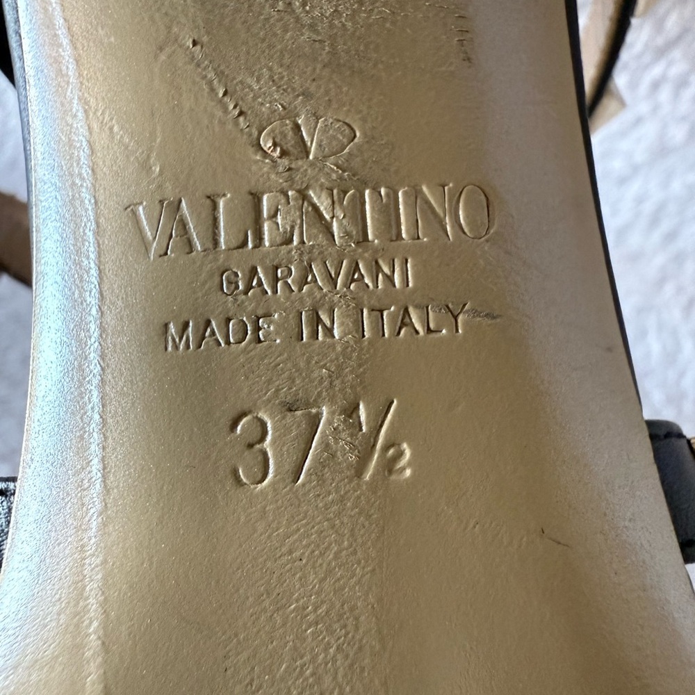Valentino Black and Gold Studded Women's Sandals - Picture 6 of 7